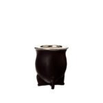 Mate camionero de calabaza cuero negro y virola de acero inoxidable lisa personalizable