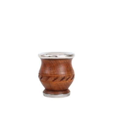 Mate barrigo algarrobo repujado con base y virola de acero