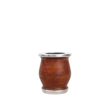 Mate barrigo algarrobo liso con base y virola de acero