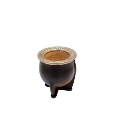 Mate camionero negro virola alpaca cincelada