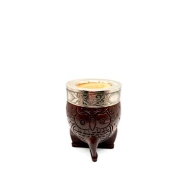 Mate imperial buho repujado virola alpaca