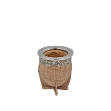 Mate imperial cuero crudo virola alpaca lisa